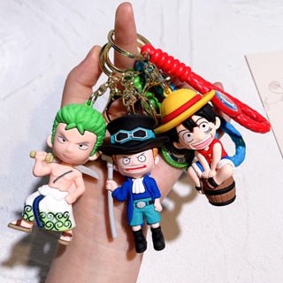 พวงกุญแจ จี้ตุ๊กตาการ์ตูนอนิเมะ One Piece Luffy Zoro Ace Sabo สําหรับห้อยกระเป๋าเป้สะพายหลัง รถยนต์ นักเรียน