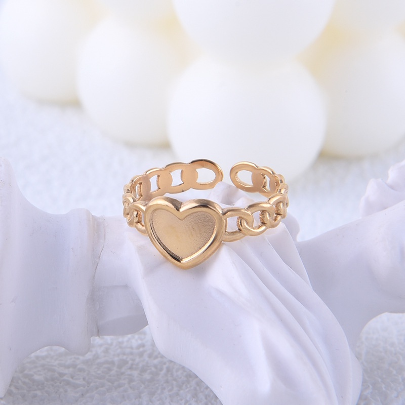 แหวนสเตนเลส-รูปหัวใจ-แต่งโซ่-สําหรับผู้หญิง