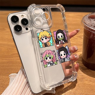 เคสโทรศัพท์มือถืออะคริลิคใส กันกระแทก ป้องกันเลนส์ ลายการ์ตูนอนิเมะ Demon Slayer สําหรับ iPhone 14 13 12 Pro Max 11 XR XS 7 8 Plus SE 2022