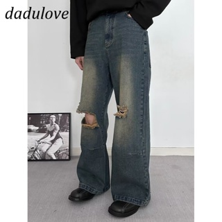 DaDulove💕 New American Ins High Street Retro Washed Ripped Jeans Niche High Waist Wide Leg Pants Trousers