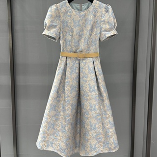 Elegant Socialite Chanel Style Printed Dress Summer New French High-end Sense A- line Skirt Short Skirt for Women