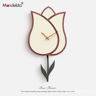 [พร้อมส่ง] Mandelda Tulip นาฬิกาแขวนผนัง สไตล์นอร์ดิก เรียบง่าย หรูหรา สําหรับตกแต่งบ้าน ห้องนั่งเล่น