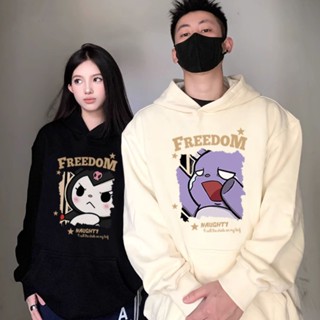  เสื้อกันหนาว มีฮู้ด แบบสวมหัว พิมพ์ลายการ์ตูน ทรงหลวม ขนาดใหญ่ แฟชั่นฤดูหนาว สไตล์เกาหลี และญี่ปุ่น สําหรับคู่รัก