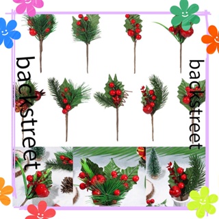 Backstreet เครื่องประดับคริสต์มาส DIY บรรจุภัณฑ์กิ่งไม้ฮอลลี่ห่อของขวัญ Pinecone เบอรี่สีแดงสนกรวยดอกไม้ประดิษฐ์