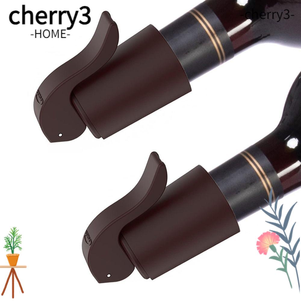 cherry3-จุกยางซิลิโคน-โพลีคาร์บอเนต-สีดํา-แดง-สําหรับปิดขวดไวน์-2-ชิ้น