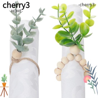 Cherry3 แหวนไม้ รูปใบบัว สไตล์โมเดิร์น มินิมอล แฟชั่นฤดูใบไม้ผลิ และฤดูใบไม้ร่วง สําหรับใส่ผ้าเช็ดปาก 6 ชิ้น