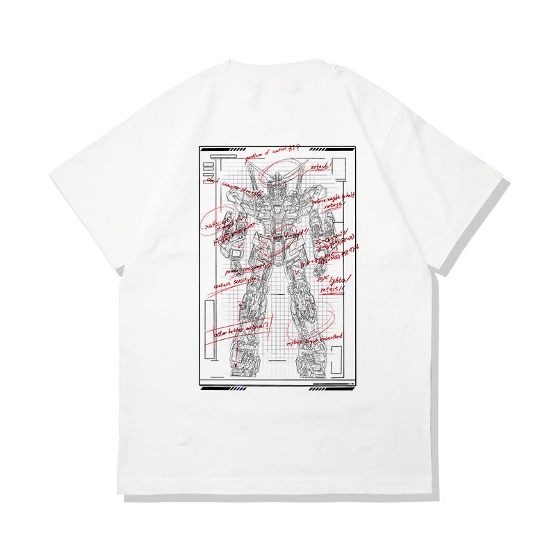 สตาร์โปรดักส์-เสื้อยืดอนิเมะ-mobile-suit-gundam-ภาพวาดการออกแบบโมบิลสูทกันดั้ม-rx78-เสื้อยืดแขนสั้น-cod