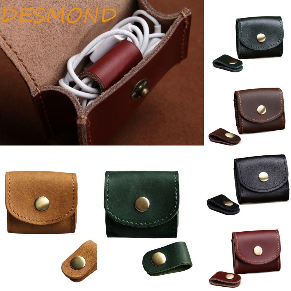 desmond-กล่องเก็บสายเคเบิลข้อมูล-หนัง-กันน้ํา-ขนาดเล็ก-แบบพกพา-สีพื้น-กระเป๋าใส่หูฟัง-กระเป๋าใส่เหรียญ-กลางแจ้ง