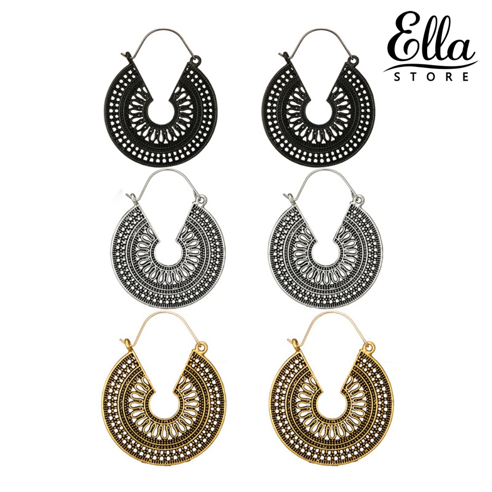 ellastore123-ต่างหูห่วงกลวง-รูปตัว-c-สไตล์วินเทจ-เครื่องประดับผับ-ผับ-ค็อกเทล-ปาร์ตี้-ของขวัญ-สําหรับผู้หญิง