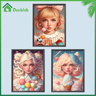 【Doub X ✮】ภาพวาดปักเพชร ทรงกลม ลายสาวหวาน 5D DIY สําหรับตกแต่งบ้าน ✮