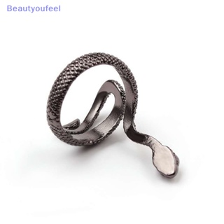 [Beautyoufeel] แหวนแฟชั่น รูปงู ปรับได้ สไตล์พังก์ วินเทจ เรียบง่าย สําหรับทุกเพศ