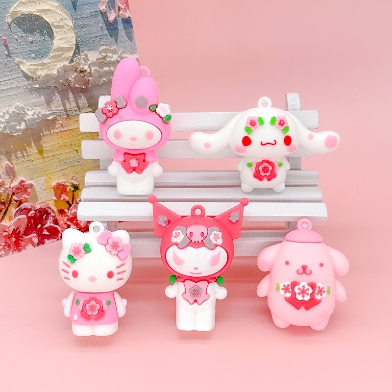 sanrio-ใหม่-ยอดนิยม-พวงกุญแจ-จี้ดอกไม้-ซานริโอ้-เชอร์รี่-คาวาอี้-hello-kitty-uromi-melody-cinnamon-สีชมพู-พวงกุญแจรถ-กระเป๋าเป้สะพายหลัง-เครื่องประดับ-ของขวัญวันหยุด-เด็กผู้หญิง