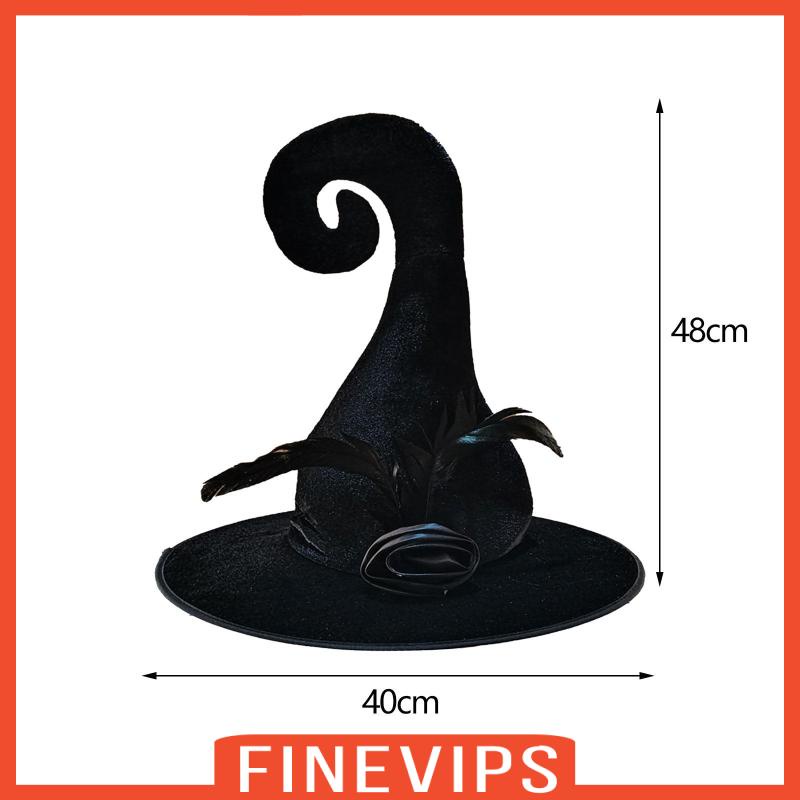 finevips-หมวกแม่มด-หมวกคอสเพลย์-สีดํา-เหมาะกับงานปาร์ตี้ฮาโลวีน-สําหรับผู้หญิง-และผู้ชาย