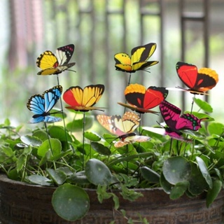 Butterfly Stakes Outdoor Lifelike Planter Pot Bed Garden Art Metal Lawn