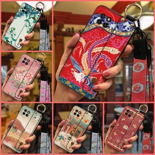 ring Kickstand Phone Case For Itel S23/S665L Soft case Chinese style Shockproof Wrist Strap Lanyard Silicone Wristband