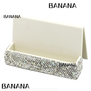 Banana1 ที่เก็บนามบัตร ประดับคริสตัล พลอยเทียม สีขาว สําหรับตกแต่งบ้าน