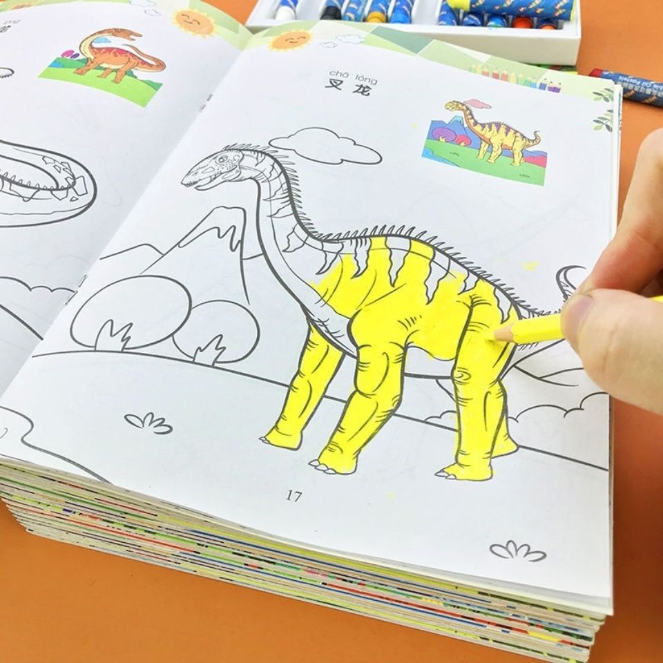 hot-sale-dinosaur-painting-book-coloring-book-kindergarten-baby-enlightenment-educational-hand-painted-graffiti-book-children-fill-color-painting-book-8-9li
