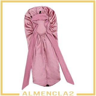 [Almencla2] หมวกคลุมผม ผ้าซาตินนิ่ม ยาว หยิก สําหรับผู้หญิง นอนหลับ