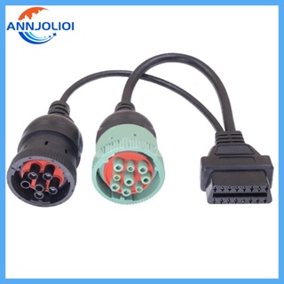 Ann OBD2 สายเคเบิล 16Pin ตัวผู้ เป็นตัวเมีย 6pin J1708 และ J1939 9pin สําหรับรถบรรทุก