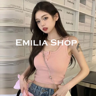 EMILIA SHOP  เสื้อ ครอปแขนกุด เสื้อผ้าแฟชั่นผู้หญิง สไตล์เกาหลี สวยงาม fashion สไตล์เกาหลี ins A20K0IG 36Z230909