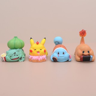 โมเดลตุ๊กตาฟิกเกอร์ Pokemon Pikachu Charmander Bulbasaur Squirtle ขนาด 6 ซม. สําหรับตกแต่งรถยนต์