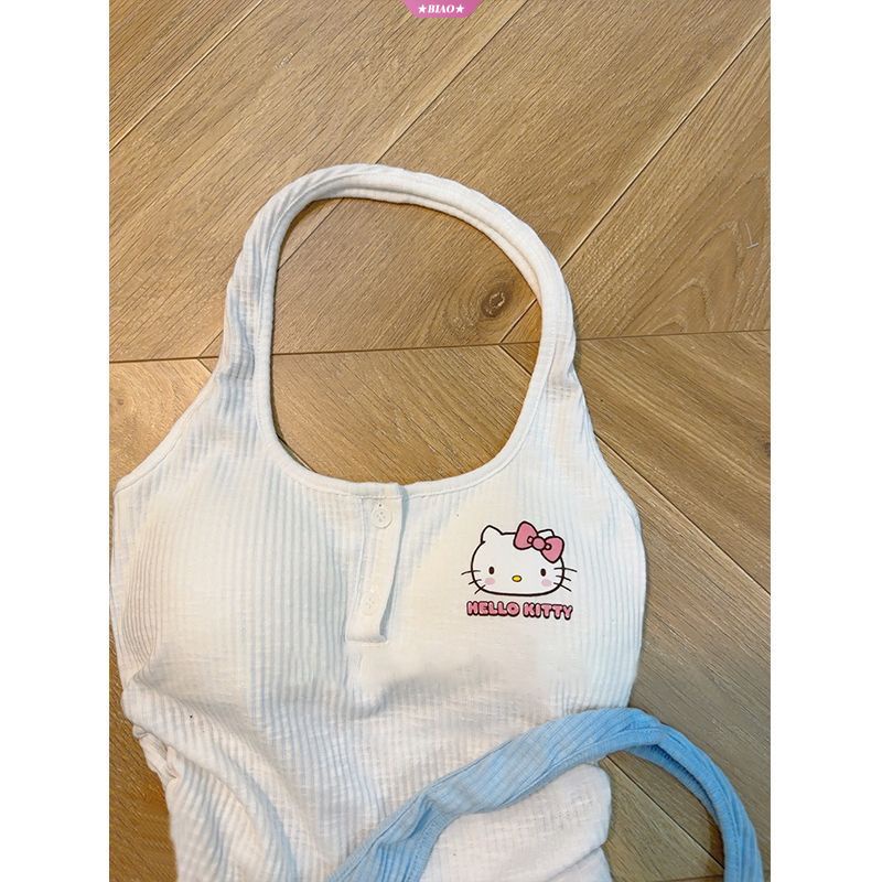 เสื้อกล้ามแขนกุด-เปิดหลังเซ็กซี่-พิมพ์ลาย-hello-kitty-สีขาว-แฟชั่นฤดูร้อน-สําหรับผู้หญิง