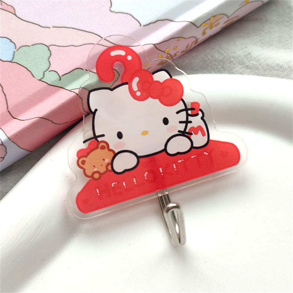 kawaii-sanrio-ตะขออะคริลิค-ลายการ์ตูน-hello-kitty-my-melody-kuromi-cinnamoroll-ไม่ต้องเจาะรู-สําหรับห้องน้ํา