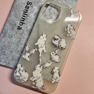 Cute Rabbit Phone Case for Iphone14promax Transparent Case For Iphone13 All-Inclusive Lens 12 Drop-Resistant 11xr
