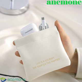 Anemone กระเป๋าผ้าอนามัย ลายใบไม้น่ารัก ปิดเองได้ ขนาดเล็ก สีครีม สําหรับผู้หญิง