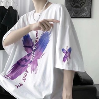 【hot sale】เสื้อยืดแขนสั้น ทรงหลวม สไตล์ฮ่องกง แฟชั่นฤดูร้อน สําหรับผู้ชาย และนักเรียน