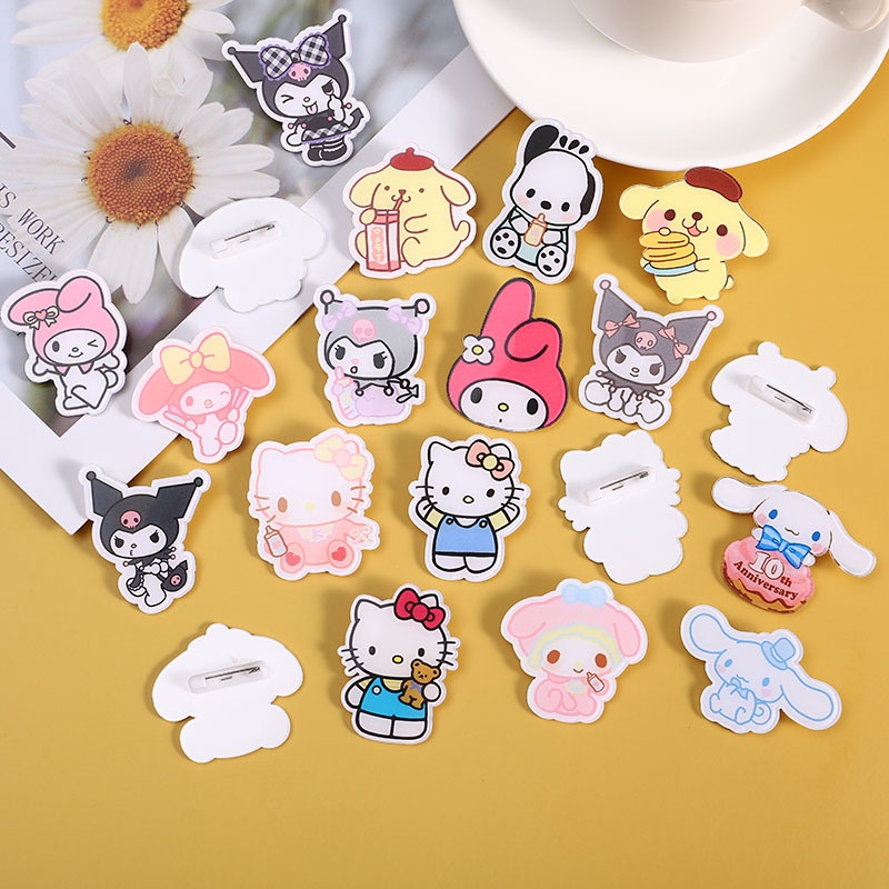 แผ่นเข็มกลัดอะคริลิค-รูปการ์ตูน-sanrio-my-melody-cinnamoroll-kuromi-สไตล์ญี่ปุ่น-และเกาหลีใต้-สําหรับตกแต่งเสื้อผ้า-diy