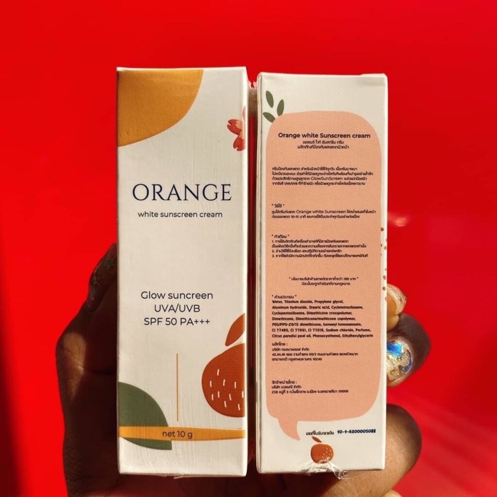 Orange White Sunscreen for face 10g กันแดดส้ม ครีมกันแดด สำกรับผิวหน้า ...
