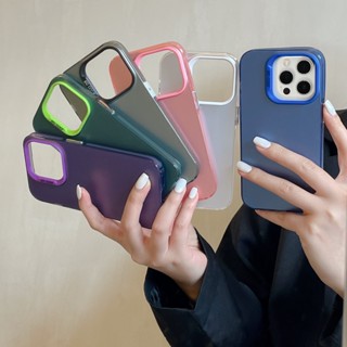 เคสโทรศัพท์มือถือ ป้องกัน กันตก สองชั้น สีพื้น เรียบง่าย สําหรับ Apple iPhone 12 13 pro 14 pro max