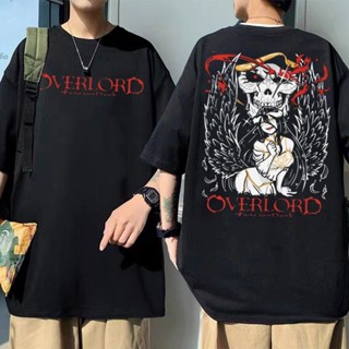 แฟชั่น Overlord แฟชั่นเสื้อโอเวอร์ไซส์ ลายการ์ตูนสำหรับผู้ชายและผู้หญิง ดีไซน์เสื้อยืดแขนสั้นคอกลมทันสมัย