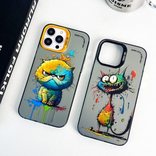 เคสโทรศัพท์มือถือ ผิวด้าน พิมพ์ลายแมวโกรธ สีเงิน สองชั้น สําหรับ iPhone 14 Pro Max 13 12 Pro Max 11