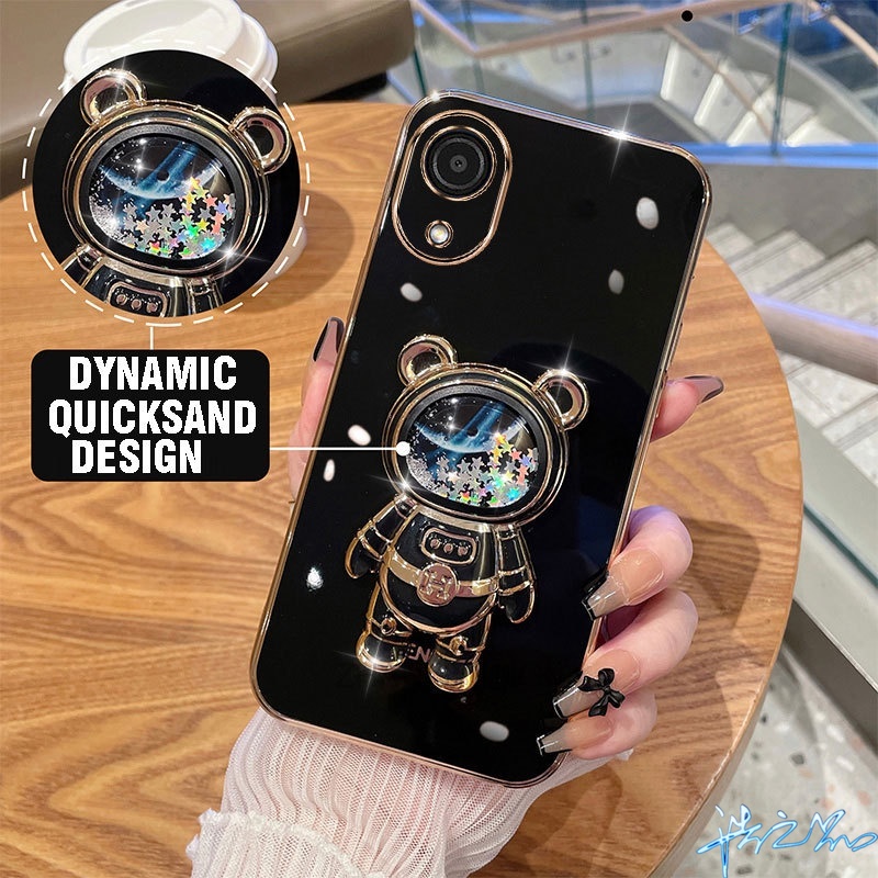 เคส-oppo-a17k-เคสโทรศัพท์มือถือ-ลายนักบินอวกาศ-3d-มีทรายไหล-หรูหรา-สําหรับ