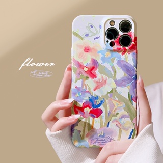 เคสโทรศัพท์มือถือ ซิลิโคน tpu กันกระแทก ลายภาพวาดสีน้ํามัน รูปสวน สําหรับ iphone 11 12 13 14 pro max x xr xs max 7 8 plus se2020