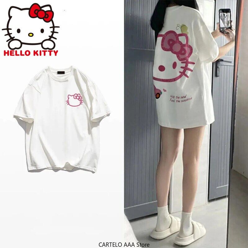 summer-hello-kitty-casual-short-sleeved-t-shirt-for-women-loose-korean-fashion-y2k-top-sanrio-clothes-streetwear-oversi