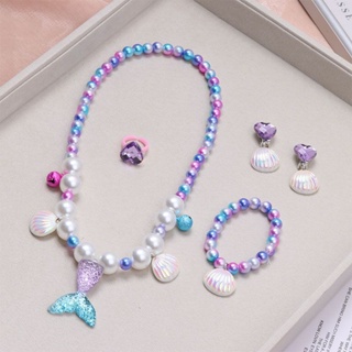 Princess Girl Girl Jewelry Accessories Mermaid tail Shell necklace set Childrens Girls Jewelry
