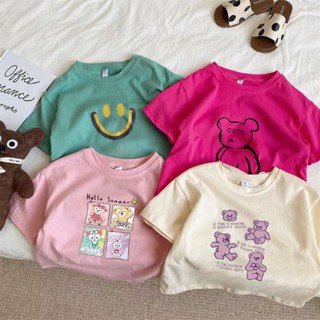 พร้อมส่ง ขายดี เสื้อยืดแขนสั้น ผ้าฝ้าย ทรงหลวม สไตล์เกาหลี ญี่ปุ่น แฟชั่นฤดูร้อน สําหรับเด็กผู้ชาย และเด็กผู้หญิง 2023