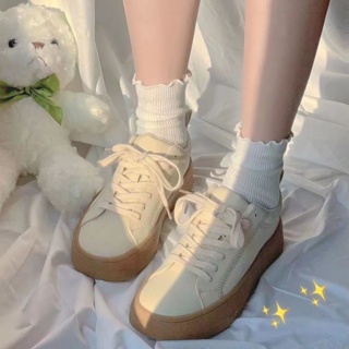 ถุงเท้าข้อกลาง ระบายอากาศ แบบบาง สวมใส่สบาย แต่งลูกไม้ สีขาว แฟชั่นฤดูร้อน สไตล์ญี่ปุ่น สําหรับผู้หญิง