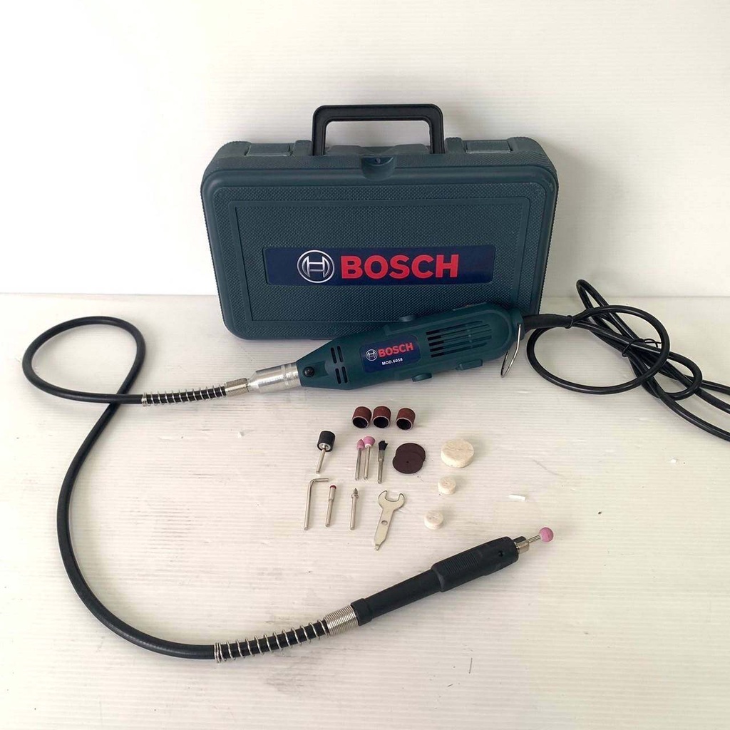 ร้านค้านี้-จัดส่งฟรี-bosch-เครื่องเจียร์ไฟฟ้า-สายอ่อน-130w-รุ่น-6058-พร้อมอุปกรณ์การใช้งาน-งานเทียบ-aaa