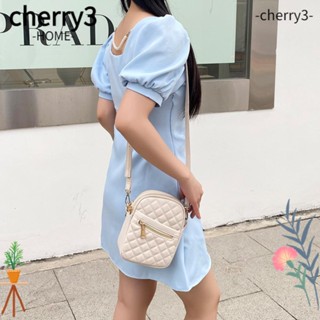 Cherry3 กระเป๋าหนัง PU สะพายไหล่ ลายสก๊อต ใส่โทรศัพท์ ขนาดเล็ก สีพื้น สไตล์วินเทจ แฟชั่นสําหรับผู้หญิง