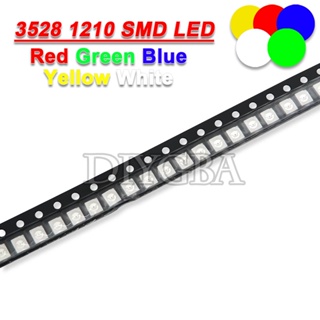 ไดโอด LED 3528 1210 SMD สีแดง สีเขียว สีเหลือง สีขาว สว่างมาก 100 ชิ้น