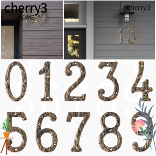 Cherry3 ป้ายตัวเลข 0-9 เหล็กหล่อ รูปตัวเลข 14 ซม. สีทอง และสีดํา สําหรับหอพัก สํานักงาน โรงแรม