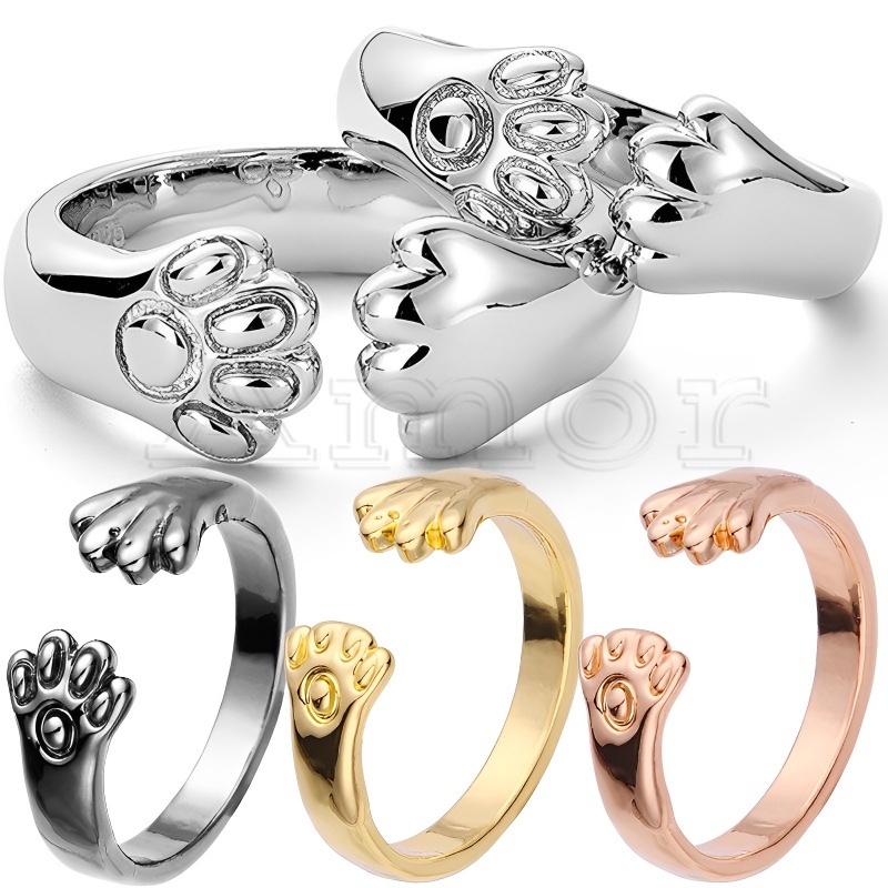 แหวนนิ้วมือ-โลหะผสม-รูปกรงเล็บแมวน่ารัก-ปรับได้-สีเงิน-สไตล์เกาหลี-สร้างสรรค์-เครื่องประดับ-สําหรับผู้หญิง-งานแต่งงาน
