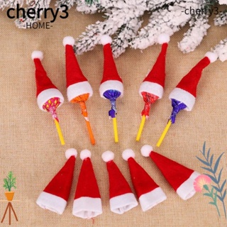 Cherry3 หมวกอมยิ้ม ซานตาคลอส ขนาดเล็ก สีแดง สําหรับตกแต่งเทศกาลคริสต์มาส 25 ชิ้น