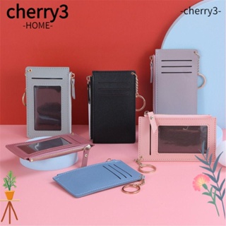 Cherry3 กระเป๋าสตางค์ มีซิป ขนาดเล็ก สําหรับใส่เหรียญ บัตร