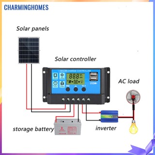 ★ บ้านที่มีเสน่ห์ ★ อุปกรณ์ควบคุมการเก็บประจุพลังงานแสงอาทิตย์ 10A 20A 30A 40A 50A 60A 100A Dual USB PWM หน้าจอ LCD