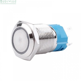 【Big Discounts】Compact LED Stainless Steel Latching Push Button Switch 22mm Waterproof 110 220V#BBHOOD